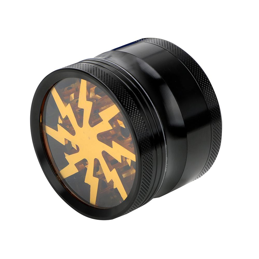 Manual Grinder Latest Lightning-Shaped Spice Cutter Transparent Aluminum Alloy 63MM 4-layer