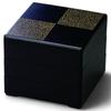 J-kitchens Шкатулка-jubako с 3 ярусами, лакированная, 7,0 дюймов, матово-черная с золотым клетчатым узором, 21,0 см, смола, производство Япония