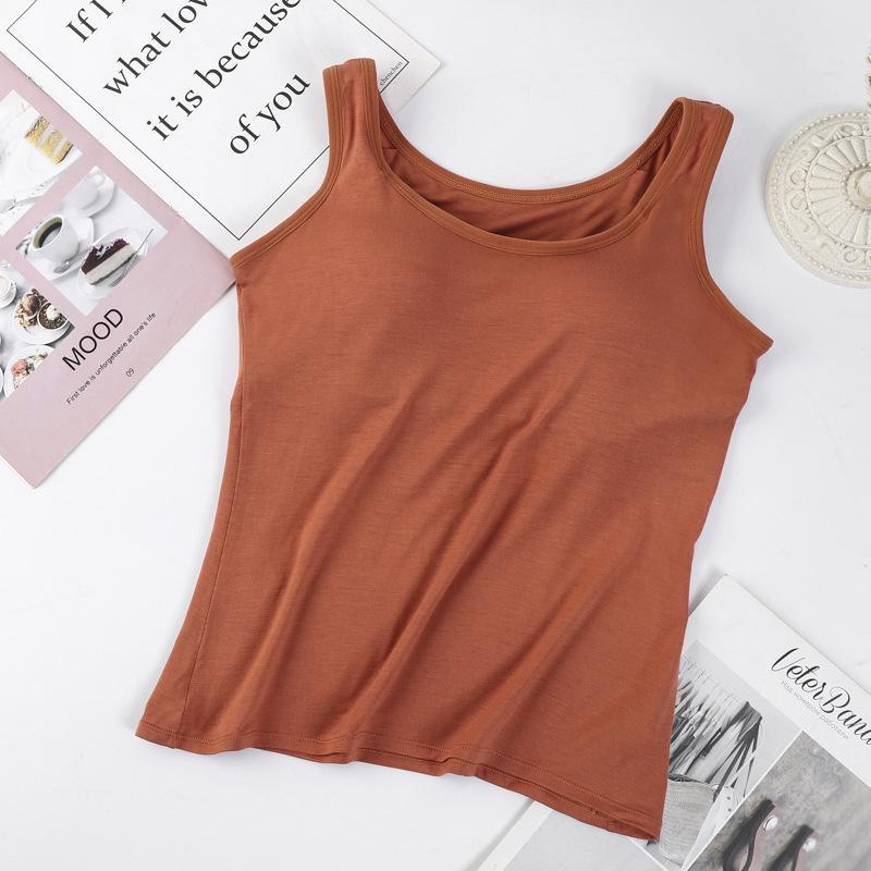 Women's Modal Sports Vest with Built-in Bra and Chest Pad - No Steel Ring, Anti-Exposure Design