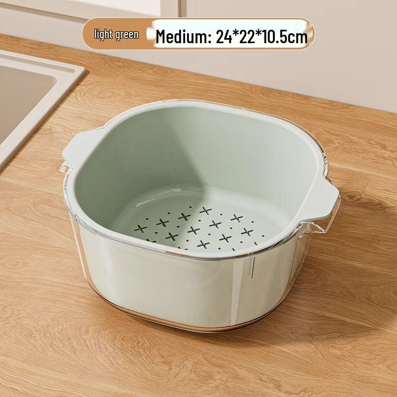 Double-Layer Kitchen Drain Basket for Fruits & Vegetables - Food-Grade Storage & Strainer