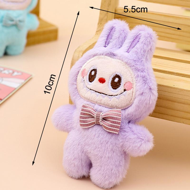 Cartoon Labubu Plush Toys Doll Keychain Kawaii Anime Pendant Keyring Cute Children Girls Birthday Gifts Backpack Hang