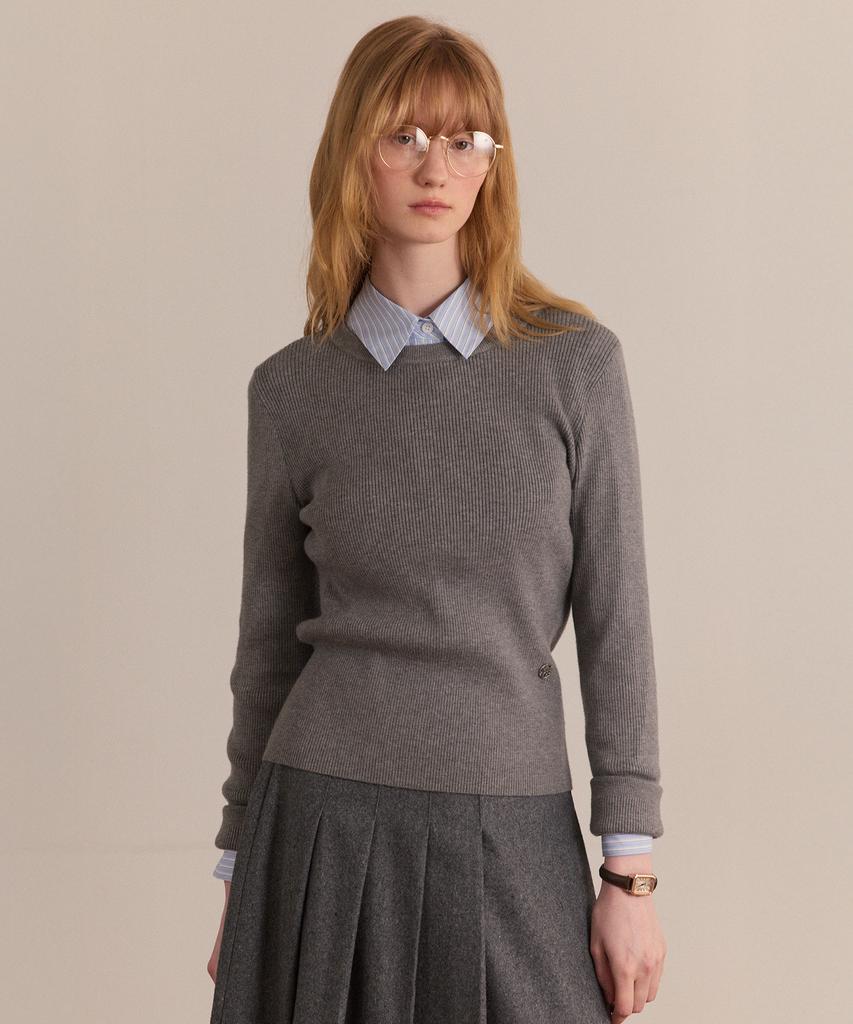MIND BRIDGE WOMEN [W] Round Neck Slim Fit Ribbed Knit - 2 Colors