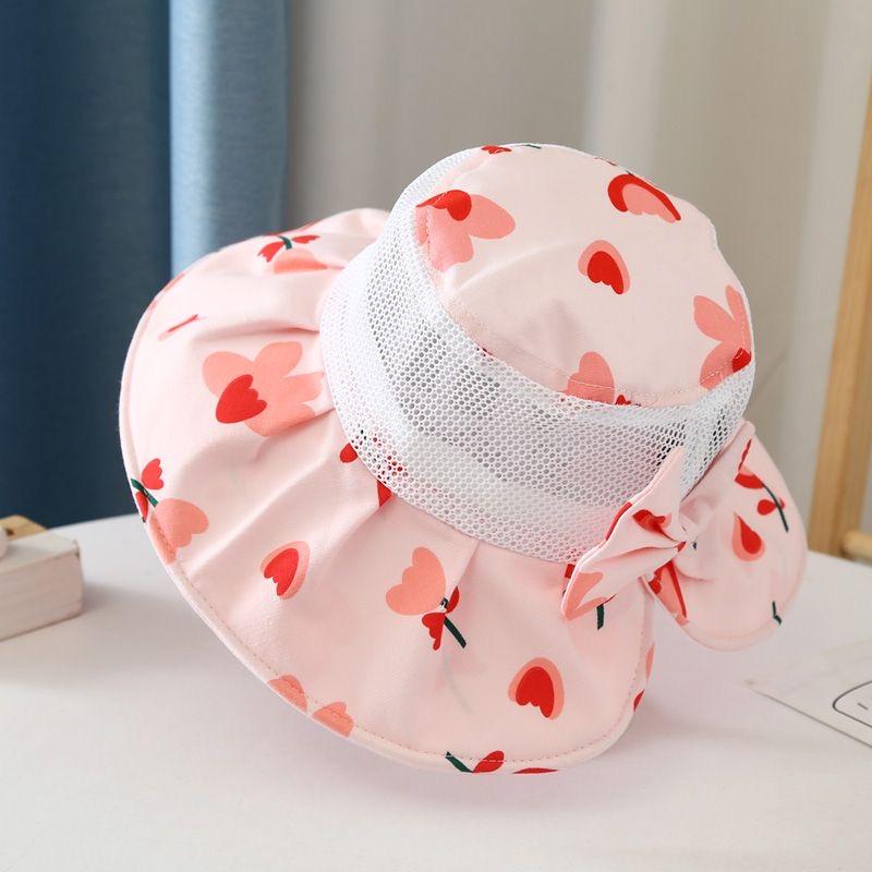 Children's full-pattern printed seminetted bowtie fisherman hat with butterfly knot,suitable for outdoor outings of little girls