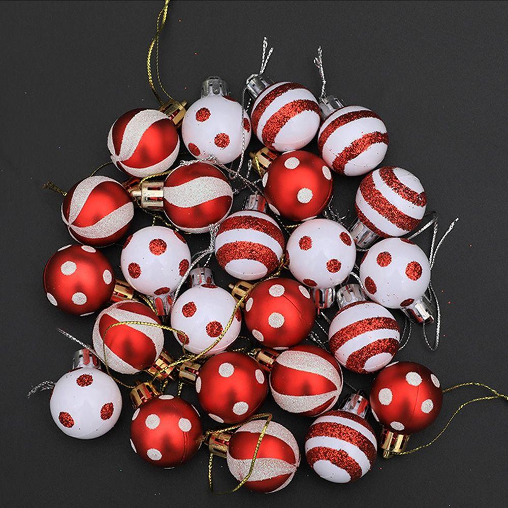 24pcs Mini Painted Christmas Ball 3cm Merry Christmas Tree Decor Home Xmas Decor