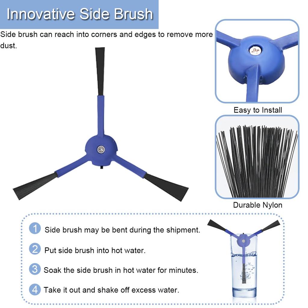 Запасные части для робота-пылесоса EATBALE, аксессуары для Eufy RoboVac X8 Hybrid 6 x Side 6 x HEPA 1 x Cleaning 1 x Washable and Multiuse Series,