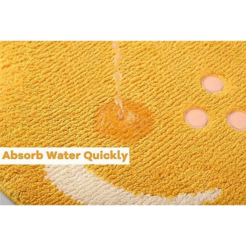 A20F-Lemon Bath Mat Cute Non-Slip Fruit Rug Kitchen Mat Yellow Lemon Bathroom Decor Fun Kids Rug, Machine Washable Durable