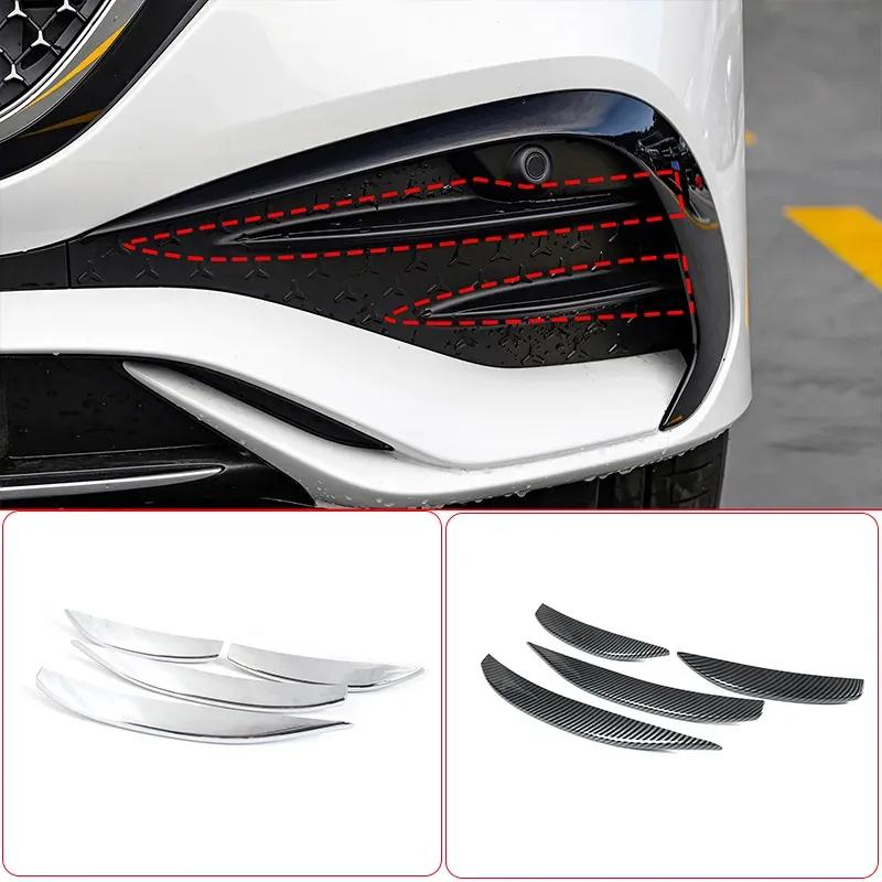 For Mercedes Benz E-Class W214 2024 ABS Chrome/Carbon fiber Car Front Fog Lamp Cover Trim Accessories