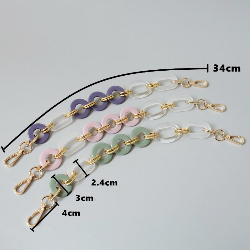 Новый аксессуар для женской сумки, фиолетовый, зеленый, красный, детали из акриловой смолы, роскошный браслет ручной работы, женский сменный браслет с ручкой для сумки, обруч