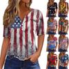 Жен. Футболка Футболка С принтом Пуговицы С короткими рукавами Повседневные Выходные Мода Классический V-образный вырез Обычный Верх