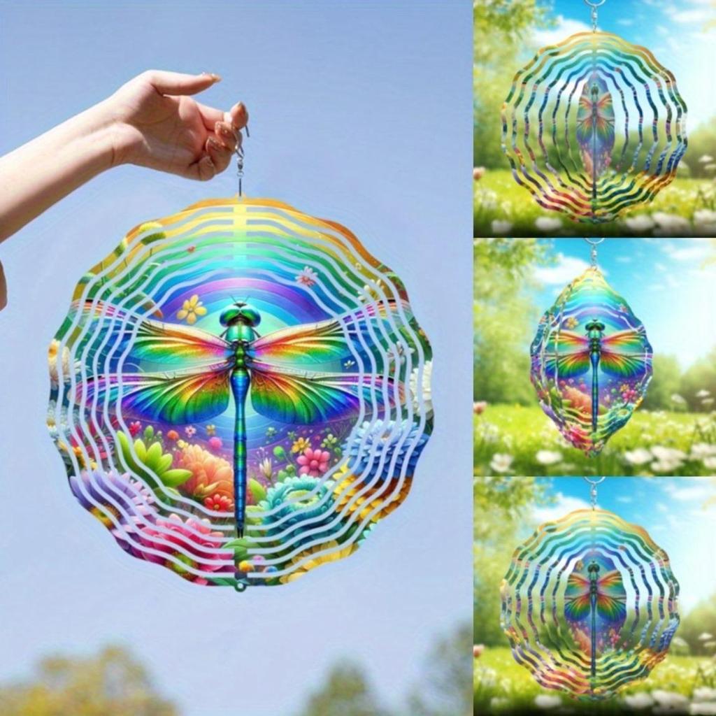 Металлический ветряной спиннер Яркий дизайн стрекозы Красочный декор для сада Не требует электричества Идеальный подарок на День матери, дни рождения, новоселье