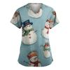 Женская модная рабочая одежда с V-образным вырезом и короткими рукавами, с карманами, топ с рождественским принтом, униформа для сиделки