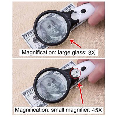 3Led Light 45X Ручная лупа Чтение Увеличительное стекло Ювелирная лупа