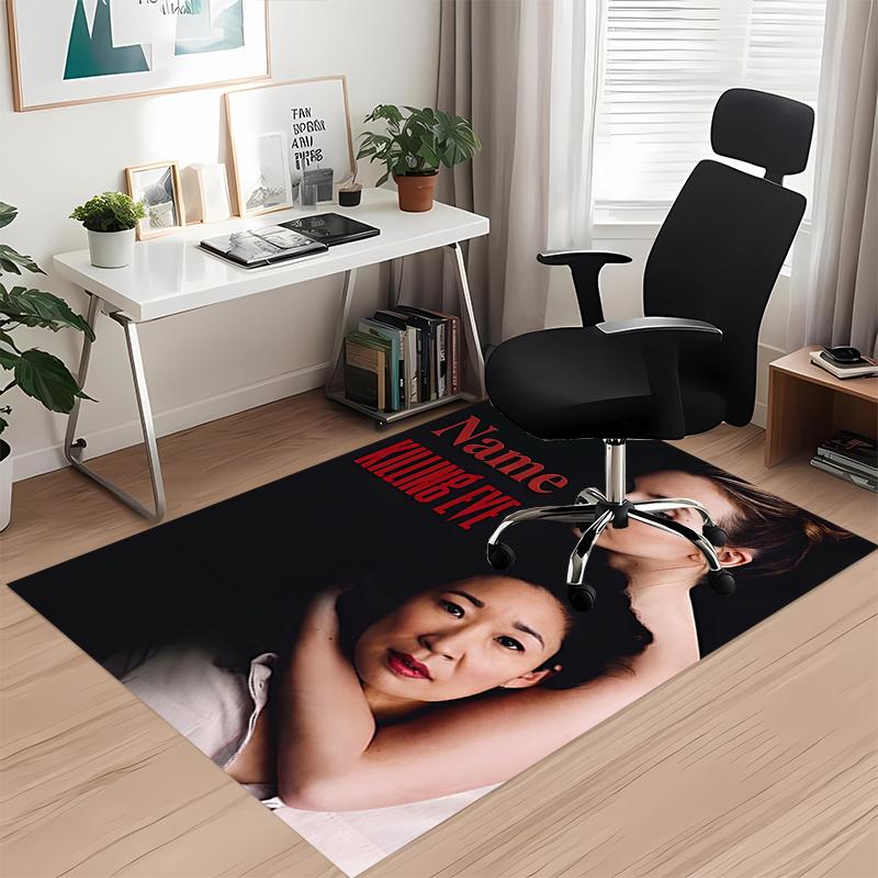 Custom Name Killing Eve Printed Carpet, Rug for Office Chair Living Room Bedroom Kitchen Room Decor Gifts.