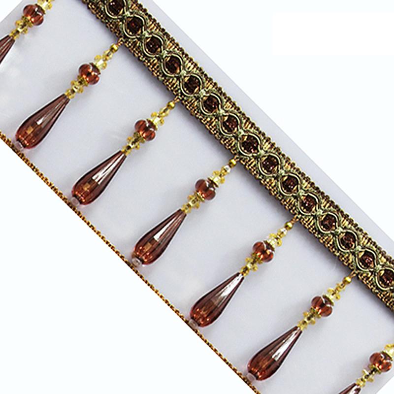 1M Кисточки для штор Кристальные бусины Кружевная бахрома DIY Шторная швейная отделка Кисточная кромка Лента Декоративные аксессуары для одежды Новые