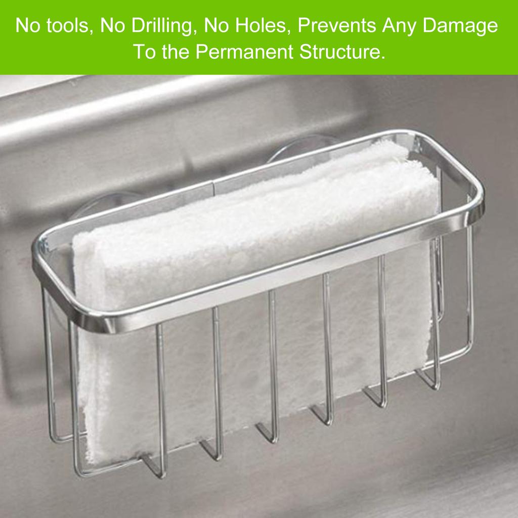 Kitchen Sponge Holder Stainless Steel Sink Basket Sorage Braket Rustproof Waterproof Liquid Drainer
