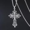 Baroque Cross Pendant Necklace - Dark Retro Street Fashion, Heavy Stainless Steel