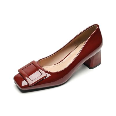 Модные туфли на высоком каблуке и платформе, лето 2024 года, новые модные черные рабочие туфли с пряжкой, женские водонепроницаемые туфли из искусственной кожи