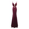 Spring and Summer Women's New Deep V Low-cut Sexy Sling Strap Slim-fit Split Long Evening Dress