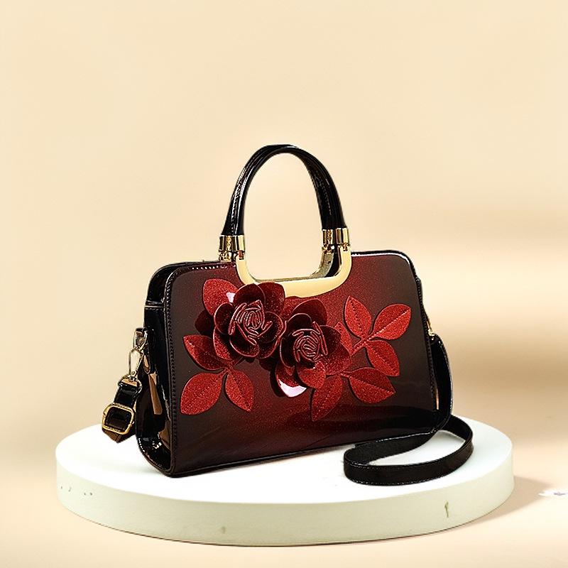 Градиентный цвет 3D аппликация глянцевая лакированная кожа сумка-тоут через плечо