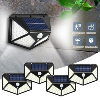 100LED солнечный настенный светильник, уличный датчик движения, светильник на солнечной энергии, водонепроницаемый двор, сад, лестница, светящийся уличный настенный светильник