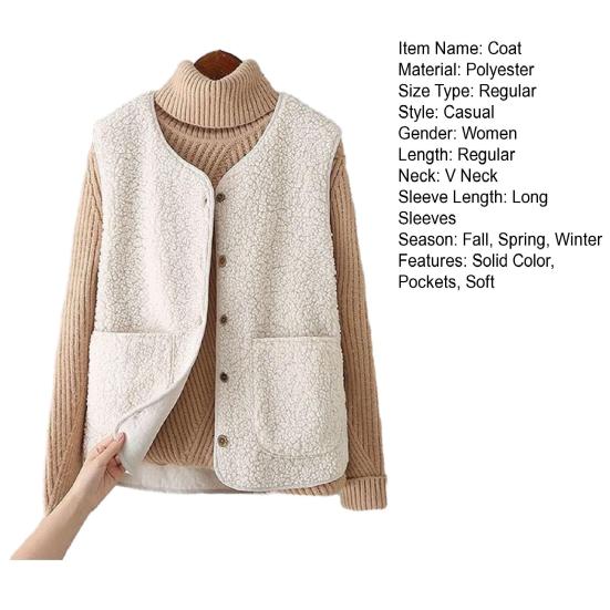 Женский осенне-зимний жилет, однотонное пальто с v-образным вырезом, без рукавов, на пуговицах, с v-образным вырезом, мягкие теплые карманы, кардиган, женский жилет