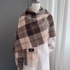 Цветная клетка квадратная кисточка имитация кашемира шарф женский зимний теплый модный верхний платок шарф