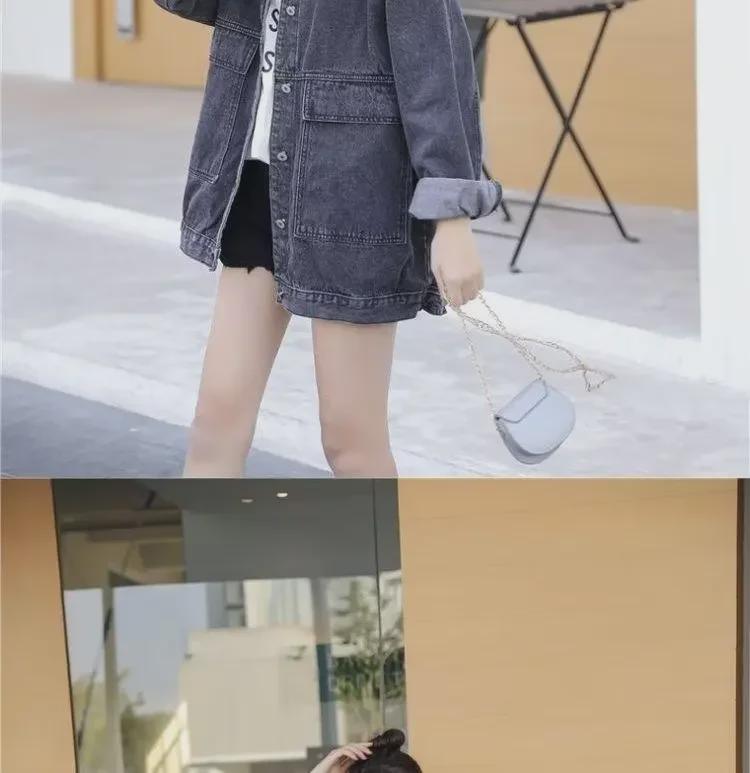 Women's Retro Korean Style Oversized Denim Jacket - Harajuku Workwear for Autumn & Winter