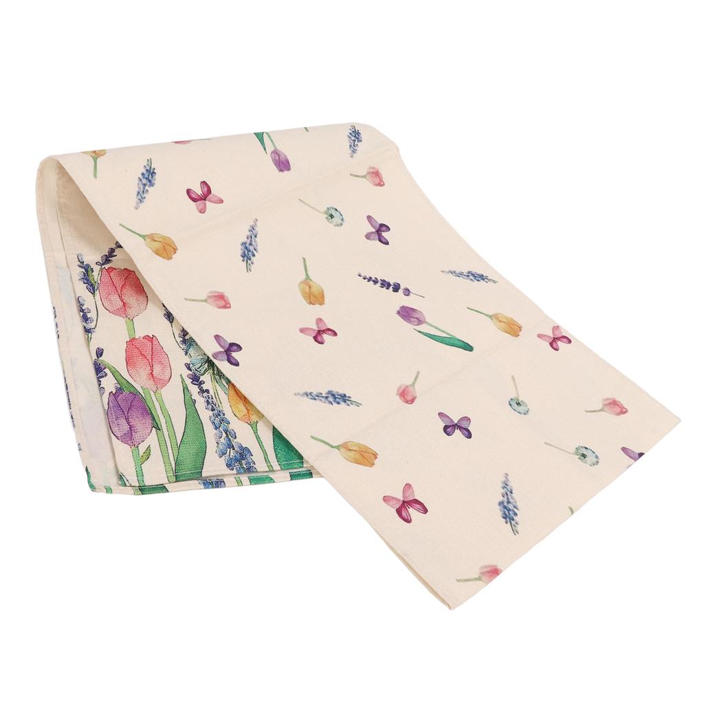 Rectangle Table Runner Floral Pattern Reusable 70.9x11.8in Waterproof Tear Resistant Linen Table Runner for Parties