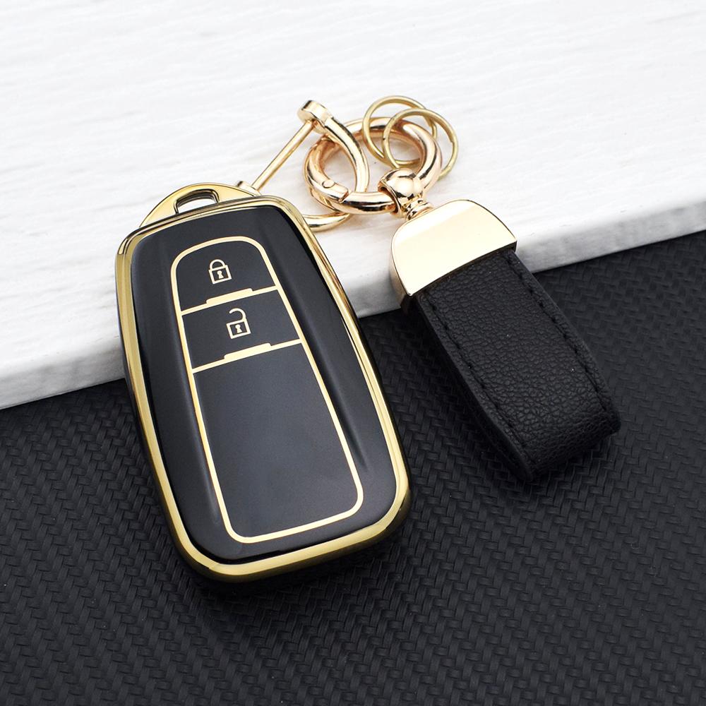 Fashion Shockproof Soft TPU Car Remote Key Case Cover for Toyota Prius Camry Corolla C-HR RAV4 Land Cruiser Prado Keychain  Ring