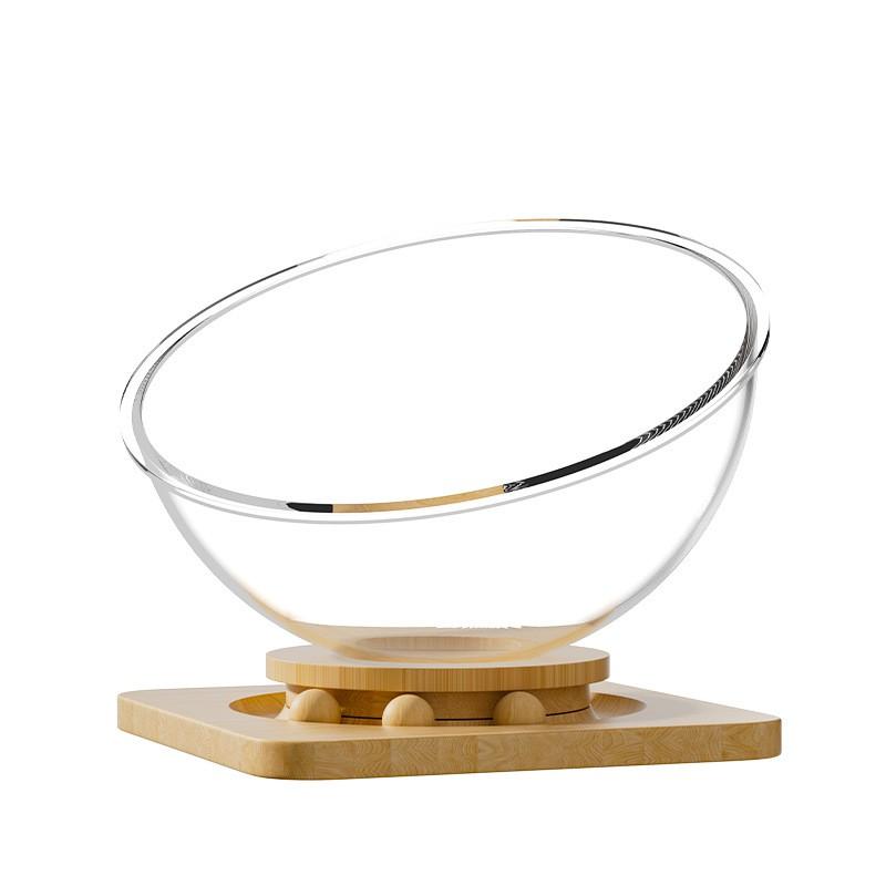 Cat Space Capsule Bed With Rotating Wooden Platform All-Season Acrylic House Indoor Cats Small Medium Large Sizes