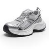 Silver Dad Shoes Women's 2025 Spring New Thick-soled Heightening Non-slip Sports Shoes Leather Breathable Casual Jogging Shoes