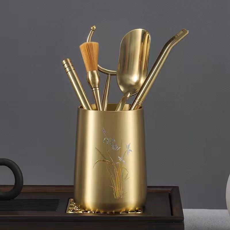 Brass Tea Ceremony Tools Set Six Gentlemen Gongfu Brewing Chinese Style Accessories