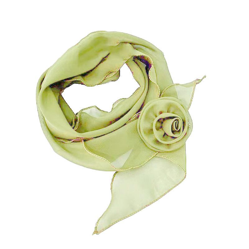 Женский шифоновый шелковый шарф ярких цветов, декор в виде розы, шейный воротник, солнцезащитный крем, шейный платок, тонкий летний мягкий