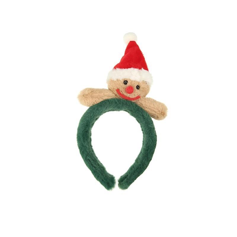Милая рождественская повязка на голову в виде лося, женская заколка для волос в виде рогов пряничного человечка, повязка на голову для мытья лица, осенние и зимние плюшевые аксессуары для волос, головной убор