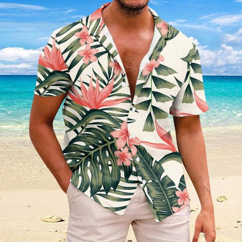 Beach Flower Men's Shirt 3d Print Hawaiian Short Sleeve Shirts For Men Summer Casual Shirt Loose Oversized Short Sleeve Tops