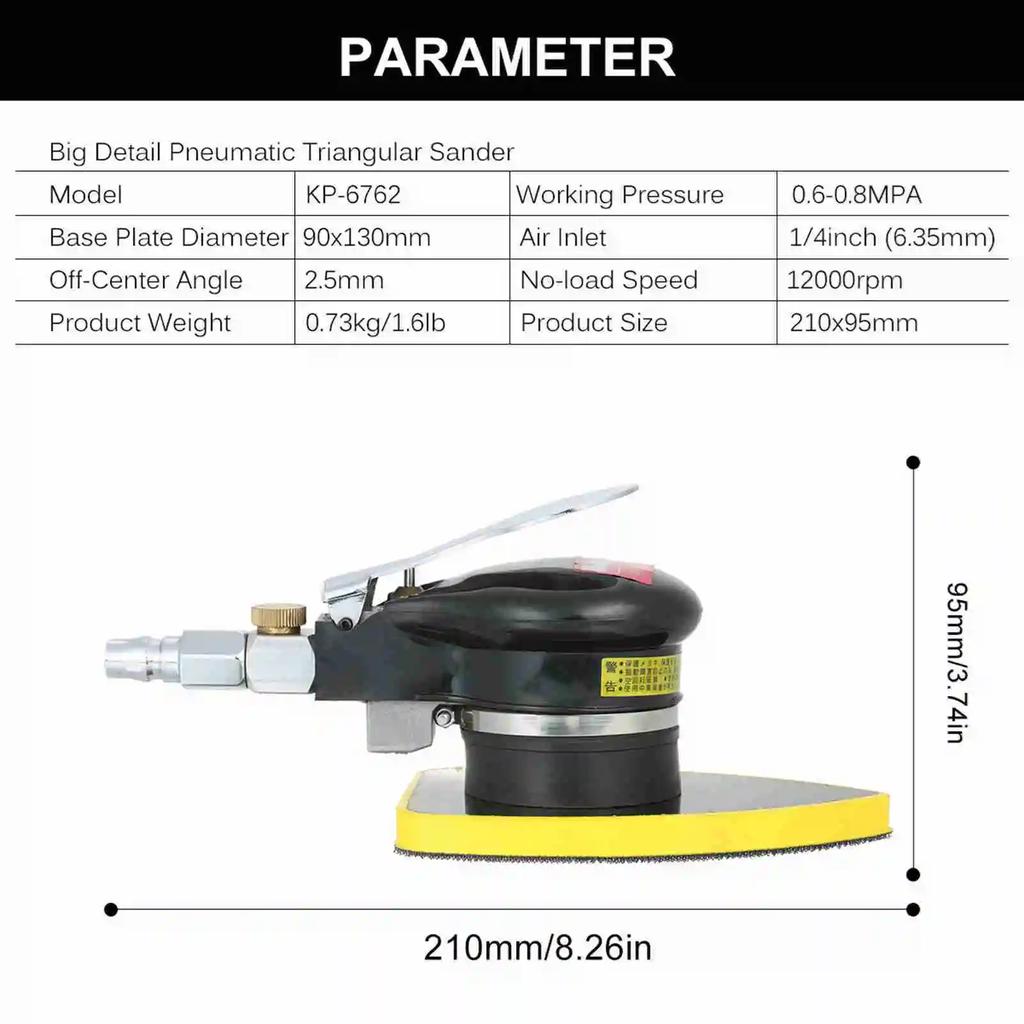 Low Noise Small Detail Pneumatic Sander Mouse Detail Sander Compact air Sander Pneumatic Sander with Comfortable Rubber Handle