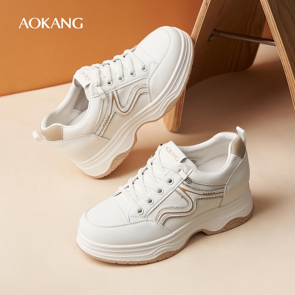 Aokang 2026 Spring New Daily Casual Women's Shoes Versatile, Comfortable, No Strap White Shoes