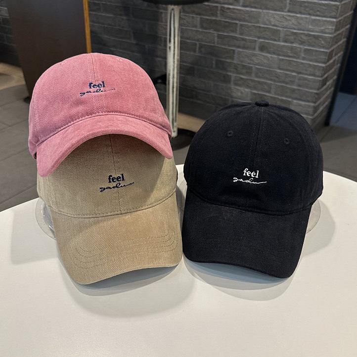 Korean new letter embroidery polished soft top baseball cap women's spring and autumn fashion simple versatile cap