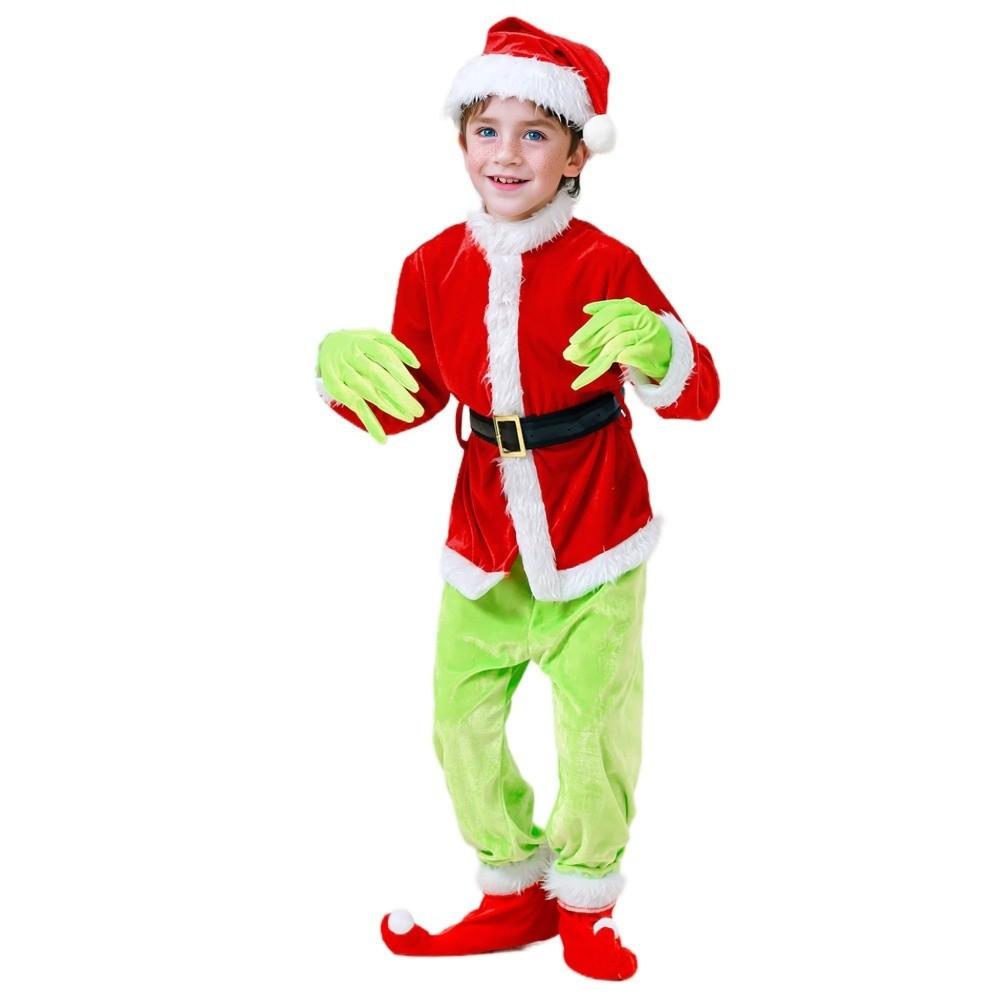 Fancy Elf Costume Green Furry Animals Party Dress Up New Santa Claus Costume Outfit Party Festival