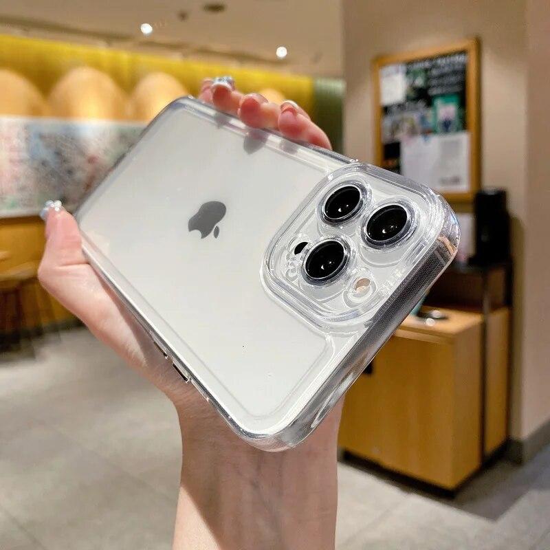 Роскошный прозрачный чехол для iPhone 17 13 14 15 16 Pro Max 12 11 Xs X XR 7 8 SE 2022 Coque Противоударный бампер Прозрачный мягкий силиконовый чехол Fundas
