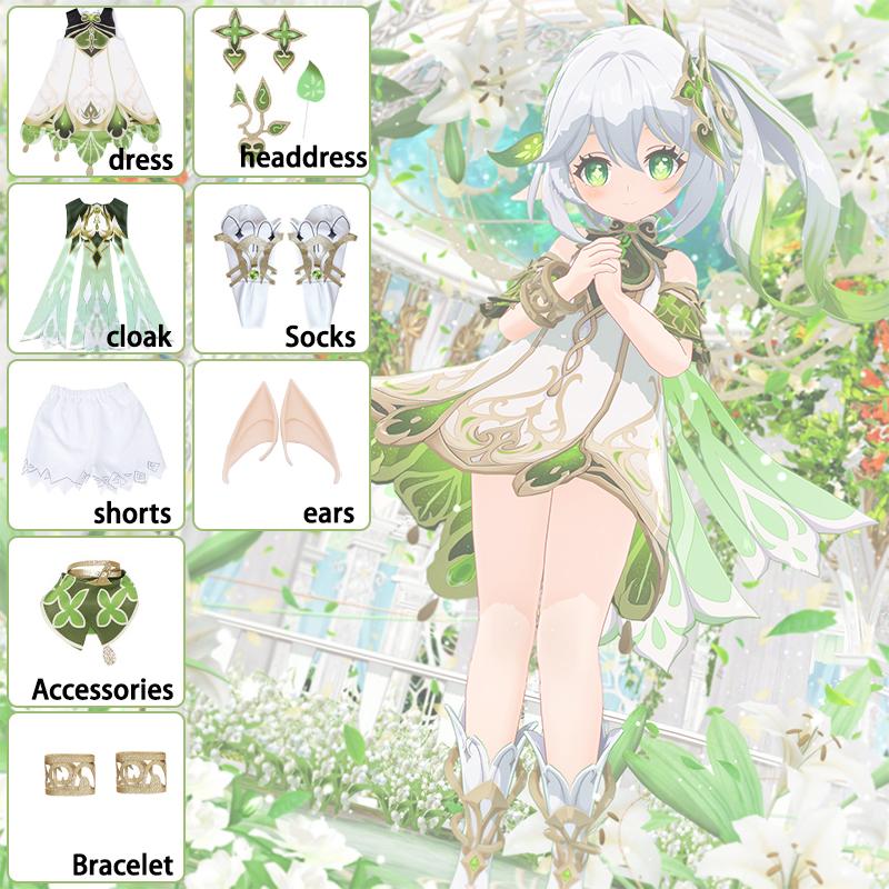 Nahida Косплей Аниме Impact Lesser Lord Kusanali Nahida Косплей Костюм Униформа Платья Плащ Парик Хэллоуин