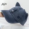 Unisex Hip Hop Cap Cat Ear Trucker Hat, Baseball with Detachable Sunglasses, Fashionable Outdoor Sun Hat Adjustable Pilot Style for Travel UV