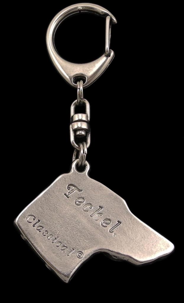 Dachshund I - Silver-plated key ring with a dog in a gift box, handbag decoration, backpack pendant by Art-Dog brand