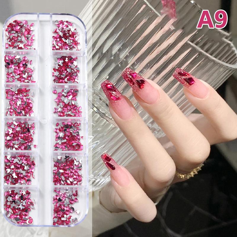 12 Grid Mini Nail Flat Back Beautify Nails Diy Decorative 3D Manicure Nail Art Decorations For Girls
