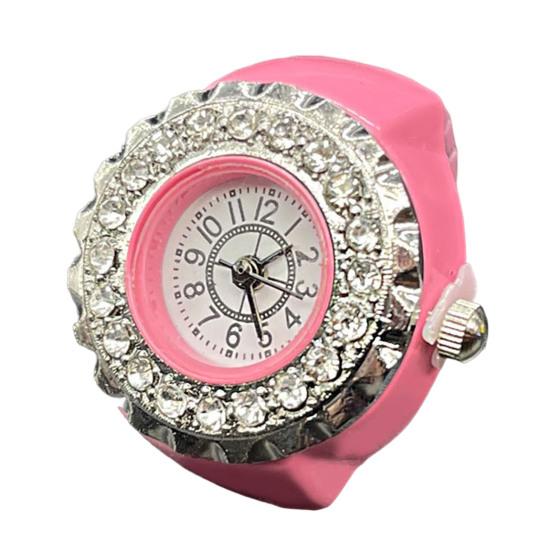 Кольцо для часов на палец, эластичное кольцо в стиле хип-хоп, повседневное с круглым циферблатом, роскошные мужские и женские блестящие кварцевые часы со стразами, кольцо для вечеринок