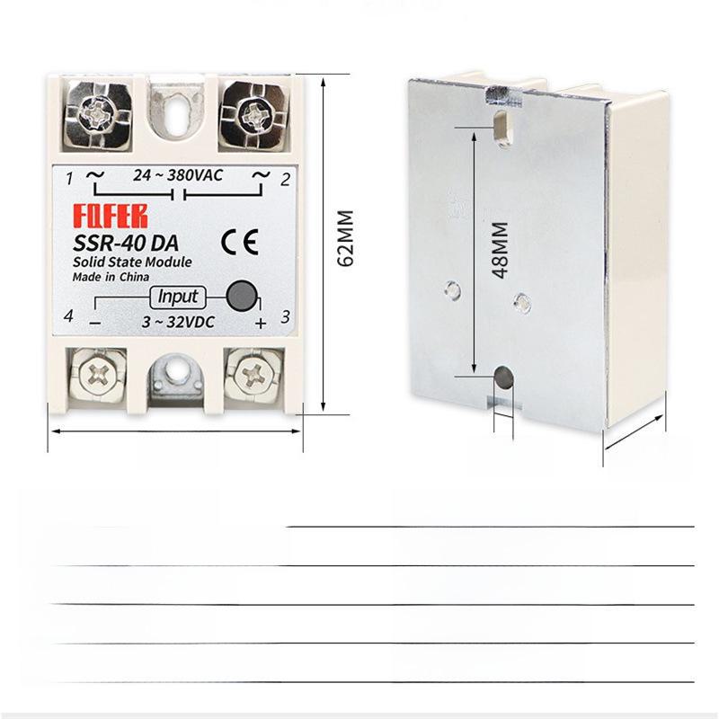 Твердотельное реле переменного тока с управлением постоянным током, 25A-100A, SSR-40DA/60DA/80DA/100DA-H, VA однофазное
