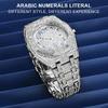 Хип-хоп Уникальные арабские мужские часы Дата Кварцевые наручные часы Золото Серебро Нержавеющая сталь Роскошные часы с бриллиантами для мужчин Ювелирные изделия