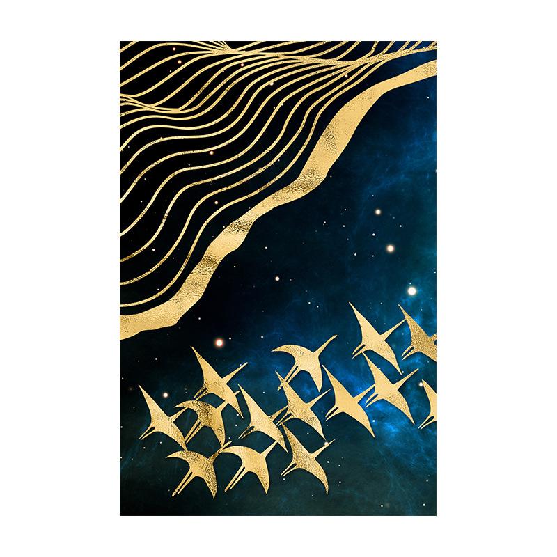 Креативная геометрия, тройная декоративная картина, золотая птица, используется для домов, гостиных, подвесных картин, фресок, картин в рамах