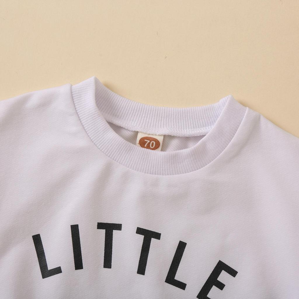 Комплект из двух предметов для малышей: топ с круглым вырезом и принтом букв и однотонные длинные брюки, многоцветный.