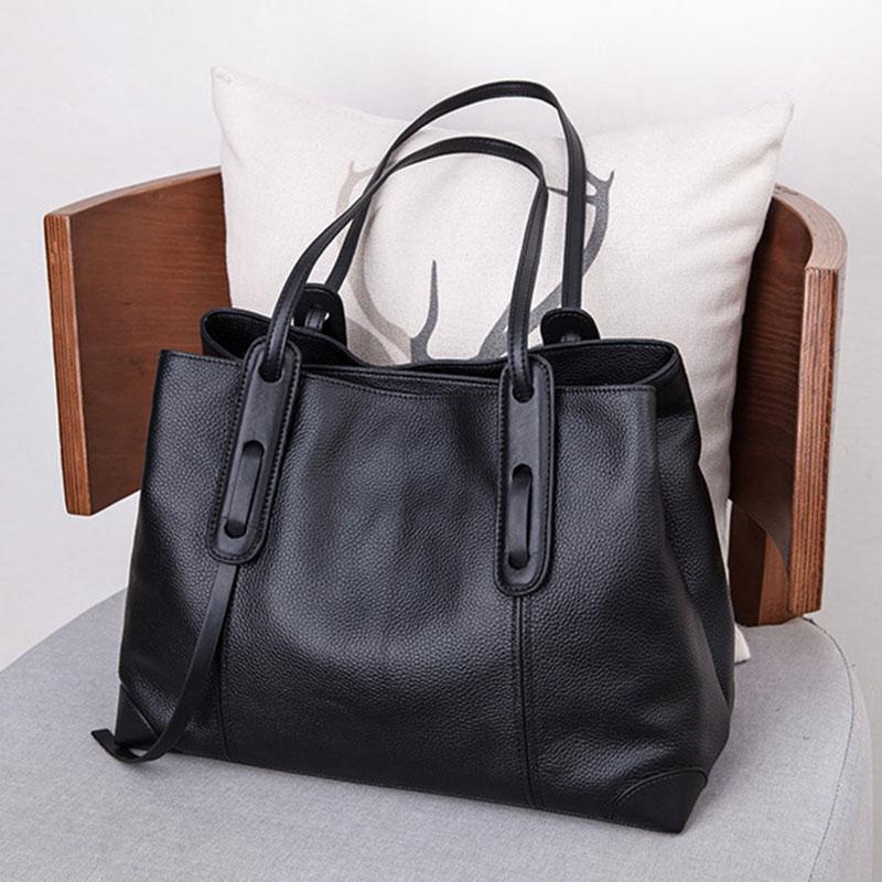 Genuine Leather Tote Bag Luxury Designer Women's Shoulder Bag Large Capacity Women Bags High Quality Soft Cowhide Female Handbag